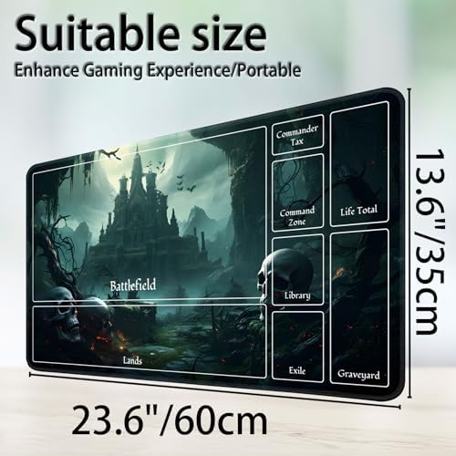 for MTG Game Playmat, for Magic TCG Rubber Play mat,Tabletop Card Playmats with Smooth Surface,Trading Card Inked Game Mat with New Zones,Battle Game,Skull Castle