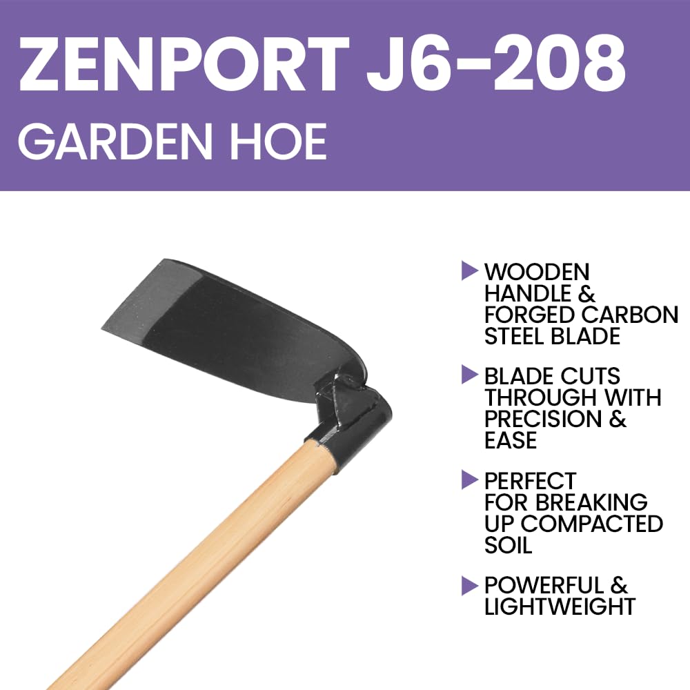 Zenport Hoe J6-208 with 53-Inch Wood Handle, Steel