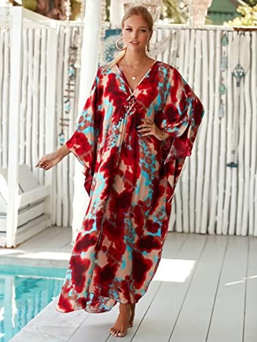 kaftan dresses for women Ethnic Print Kaftan Beach Dress Plus Size Swimsuit Cover Up