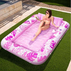 SLOOSH Inflatable Tanning Pool Lounger Float, 85" x 57" Extra Large Pool Floats Adult with Pillow, 4 in 1 Suntan Tub Raft Floatie,Sunbathing Bed Lounge Blow Up Ball Pit Party Gifts, XL-Hot Pink