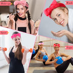 WILLBOND 24 Pack Spa Headband Bow Hairband Facial Makeup Women Face Wash Adjustable Skincare Headbands Flannel Towel Soft Head Wraps for Women Shower Washing Face(Cute Pattern)