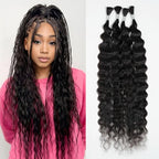 Rebecca Fashion Human Braiding Hair for Boho Braids Super Wave Bulk Human Hair for Braiding 95G 18 Inch No Weft Wet and Wavy Bulk Human Hair Extensions 4 Bundles/Pack Natural Color