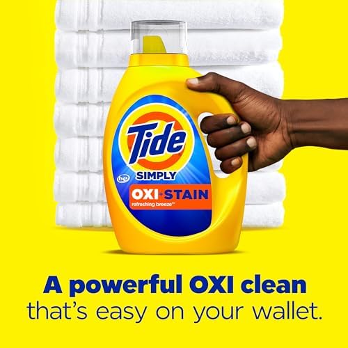 Tide Simply + Oxi Liquid Laundry Detergent, Refreshing Breeze, 6 loads, 10 fl oz, Pack of 12