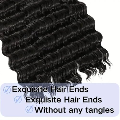 Human Braiding Hair for Boho Braids Natrual Black Deep Wave Bulk Boho Braids Human Hair for Boho Knotless Braids Curly Bohemian Boho Hair for Braiding 160g 2 Bundles No Weft (1B 24inch)