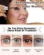 Mascara for Older Women 60 Plus, Black+Brown Mascara Volume and Length for Mature Women with Thinning Lashes, Prime Mascara Waterproof Long Lasting Volumizing,Hypoallergenic Mascara for Sensitive Eyes