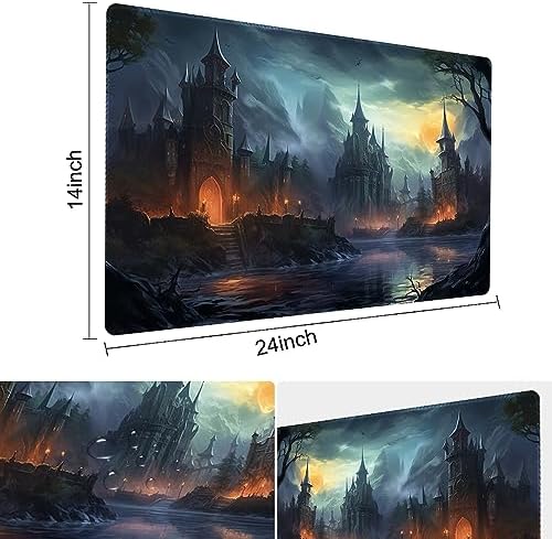 MTG Playmat Size 24x14in Free Storage Bags Non-Slip Backing Printing, Ideal for Card Game Enthusiasts TCG Playmat (No with Zone,Hidden Evil)