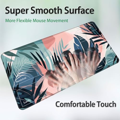 MTG Playmat for Magic TCG - Rubber Play Mat With Smooth Surface, Trading Card Inked Mat With Zones, Battle Game, Leaf Puzzle - Tabletop Card Playmats