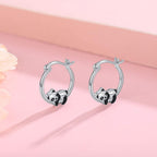 JUSTKIDSTOY Hypoallergenic Panda Hoop Earrings for Women Girls Sterling Silver Small Animal Huggie Hoop Earrings for Sensitive Ears Panda Jewelry Graduation Gifts for Daughter Her