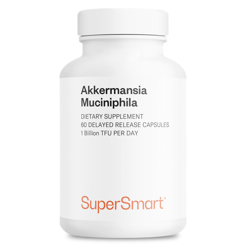 Supersmart Akkermansia Muciniphila 1 Billion TFU per Day (Pasteurized Probiotic) - Enhanced Absorption - Postbiotic Supplement | Non-GMO & Gluten Free - 60 Delayed Release Capsules
