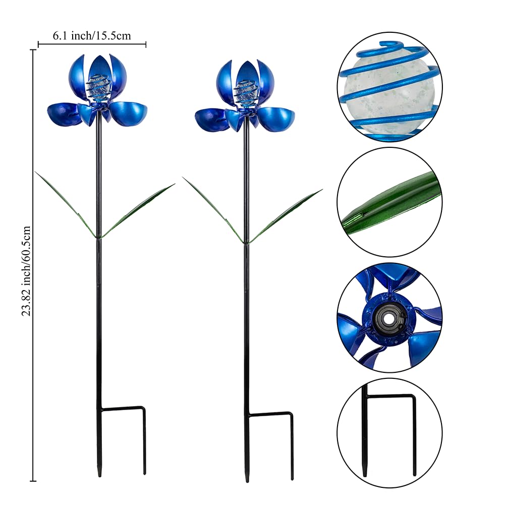 SATHGA Metal Wind Spinners Outdoor,2Pack Pinwheels for Yard and Garden, Decorative Garden Stakes for Patio,Lawn, Outdoor