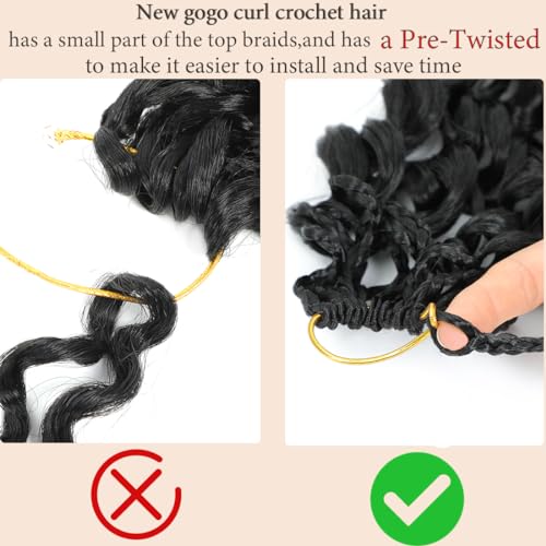 Pretwisted Gogo Curl Crochet Hair 14 Inch 8 Packs Short Curly Crochet Hair for Women Pre looped Ocean Wave Crochet Hair Water Wave Crochet Hair Deep Wave Crochet Braiding Hair(14 inch 8 packs 1B/Grey)