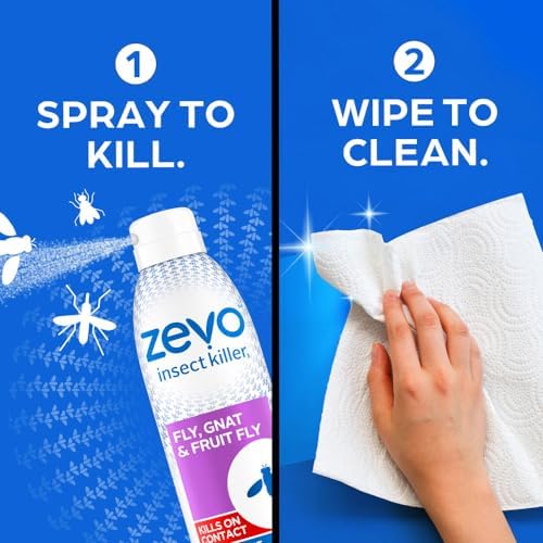 Zevo Flying Insect Bug Spray: Aerosol Spray Kills Fruit Flies, Gnats, Mosquitoes and Moths + Zevo Flying Insect Trap for Indoors (1 Bottle + 1 Plug-in Base + 1 Cartridge)