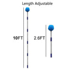 Cobweb Duster with Pole, 10ft Stainless Steel Pole Cobweb Brush with Medium-Stiff Bristles for Walls Beams Shelves Iight Fixtures and Window Screens