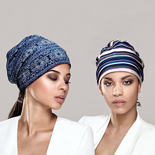 Sintege 6 Pcs Satin Lined Bonnet Sleep Cap for Women Men African Silk Soft Beanie Hair Sleep Wrap for Natural Curly Braids