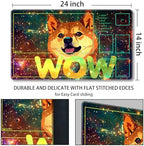 MTG Playmat with Zones Magic Card Playmat Game Mat,TCG & CCG Card Games Mat with Free Storage Bags Size 24 x 14 Inches (with Zones,Wow-Dog)