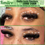 Fluffy Lash Clusters Kit 14-24mm Thick Long Cluster Eyelash Extensions Kit 180D D Curl Volume DIY Lash Extension 240pcs Soft Wispy Individual Lashes Kit with Bond and Seal Lash Tweezers, by Kmilro