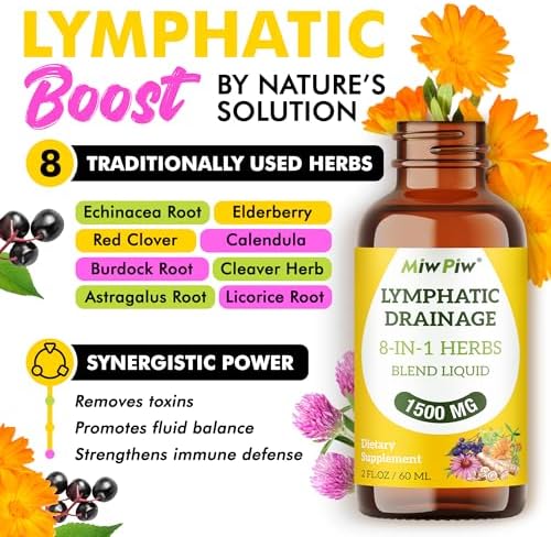 Lymphatic Drainage Drops - Lymph Detox Cleanse & Immune Support - Lymphatic Drainage Supplements with Echinacea, Dandelion, Burdock - Support Cellulite Massager & Lymphatic Drainage Tool (2 Fl Oz)