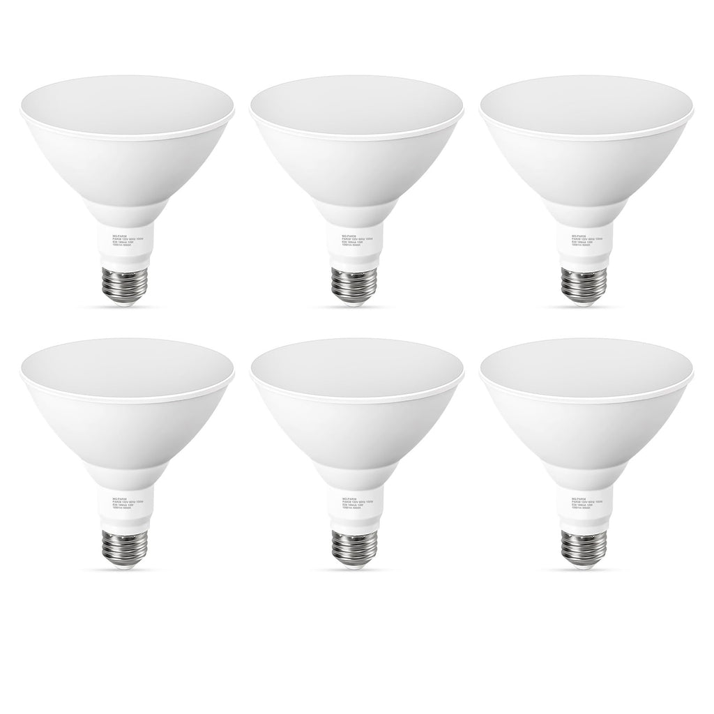 GvvooHome LED Flood Light Bulbs, PAR38 Outdoor Flood Light Bulb 5000K,13W 100W Equivalent, Daylight White LED Floodlight Dimmable, Waterproof for Porch Yard Garage, E26 Base, 15,000 Hrs, 6 Pack