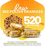Bee pollen Supplement 100% Natural Raw Bee pollen in Veggie Caps Fermented Pollen Multivitamin, Probiotic Superfood, Vital Proteins, Amino Acids, Immune Support &Energy 60 Pollen Capsules