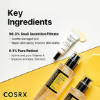 COSRX Glass Skin Starter Set, Advanced Snail 96 Mucin Power Essence (1.69 fl.oz*2) & Retinol 0.1 Cream Mini (0.1 oz), Daily Hydrating & Firming Skincare Kit for Beginners, Gift Set, Korean Skincare