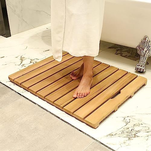 Mat,Bamboo Bathroom Accessories,Anti-Slip Wood Shower Mat,Bamboo Duckboard Bath Mat,Customizable,Kitchen and Hallway (Size : 75x75cm/30x30in)