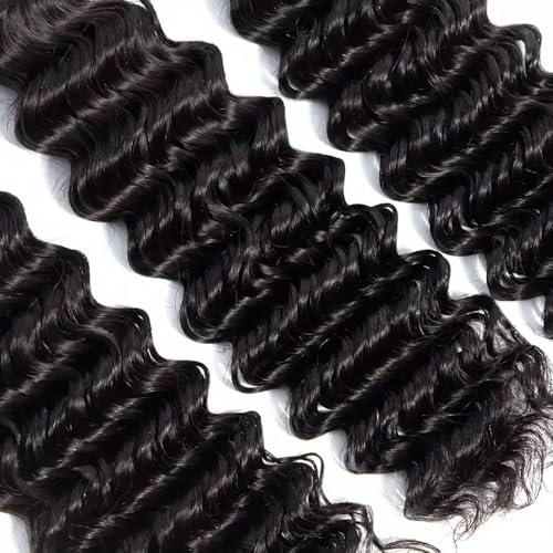 Human Braiding Hair for Boho Braids Natrual Black Deep Wave Bulk Boho Braids Human Hair for Boho Knotless Braids Curly Bohemian Boho Hair for Braiding 160g 2 Bundles No Weft (1B 24inch)