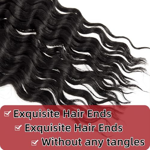 YXCHERISHAIR 8 Packs Boho Hair For Braiding Curly Braiding Hair for Boho Braids Ombre Deep Wave Bohemian Hair Extensions No Weft (1B, 14inch)