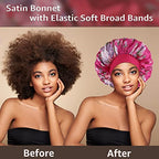 5 Pack Satin Bonnet Silk Bonnet for Sleeping Women, Hair Sleep Bonnets for Women, Wide Soft Band Large Sleep Cap for Curly Hair Braids