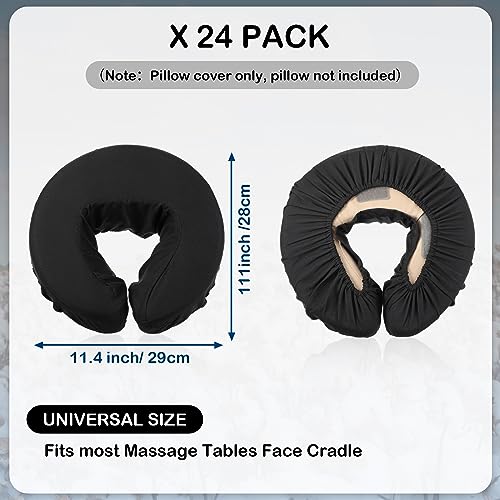 24 Pcs Face Cradle Covers for Massage Table Microfiber Reusable Soft Thicker Massage Table Head Rest Covers Bulk Oil Proof Headrest Cradle Sheets for Spa Beauty Salons (Black)