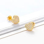 SENTERIA 18K Gold Plated Heart Stud Earrings for Women Screw Back Earrings