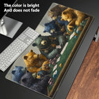 Playmats for Magic: The Gathering MTG Card Game Mat Plus 50 Pcs Card Sleeves, 24 x 14 inch TCG Mat with Stitched Edge for Commander Deck Duskmourn Board Game, Bears Play Poker