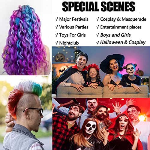 Temporary Hair Color Wax,Hair Color Spray Wax, Natural Hair Coloring Wax Material Disposable Hair Styling Clays Ash for Cosplay,Party,Masquerade, Halloween.etc (Blue White Green Pink, 1 Pack)