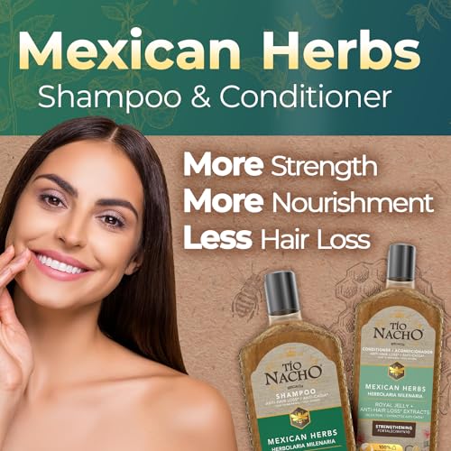 Tio Nacho Mexican Herbs Strengthening Shampoo and Conditioner Set with Royal Jelly - 14 fl oz Each | Nourishing Aloe Vera, Jojoba, Rosemary Formula for Strong, Vibrant Hair
