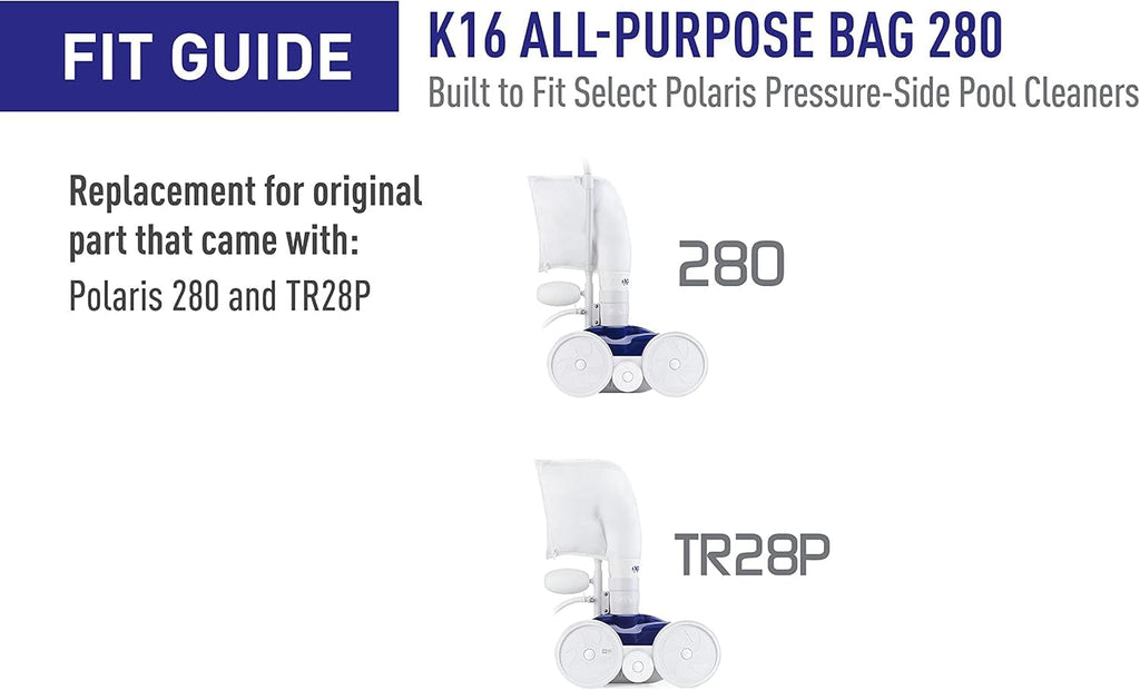 Polaris Genuine Parts K13 All-Purpose Zipper Replacement Debris Bag, for Automatic Pressure Pool Cleaner Vac-Sweep 280