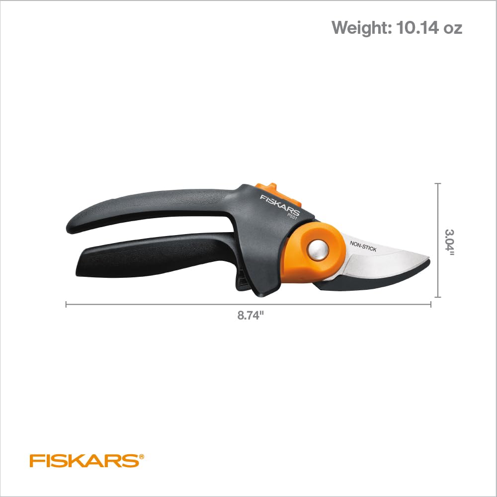 Fiskars PowerGear2 Bypass Pruning Shears, 3/4" Cut Capacity Garden Clippers
