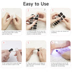 Semi Cured Gel Nail Strips - 28 pcs UV Gel Nail Stickers for Women, Work with Any UV Lamp, Long Lasting Gel Nail Wraps, Includes Prep Pads, Nail File & Wood Stick (Orchid Purple)