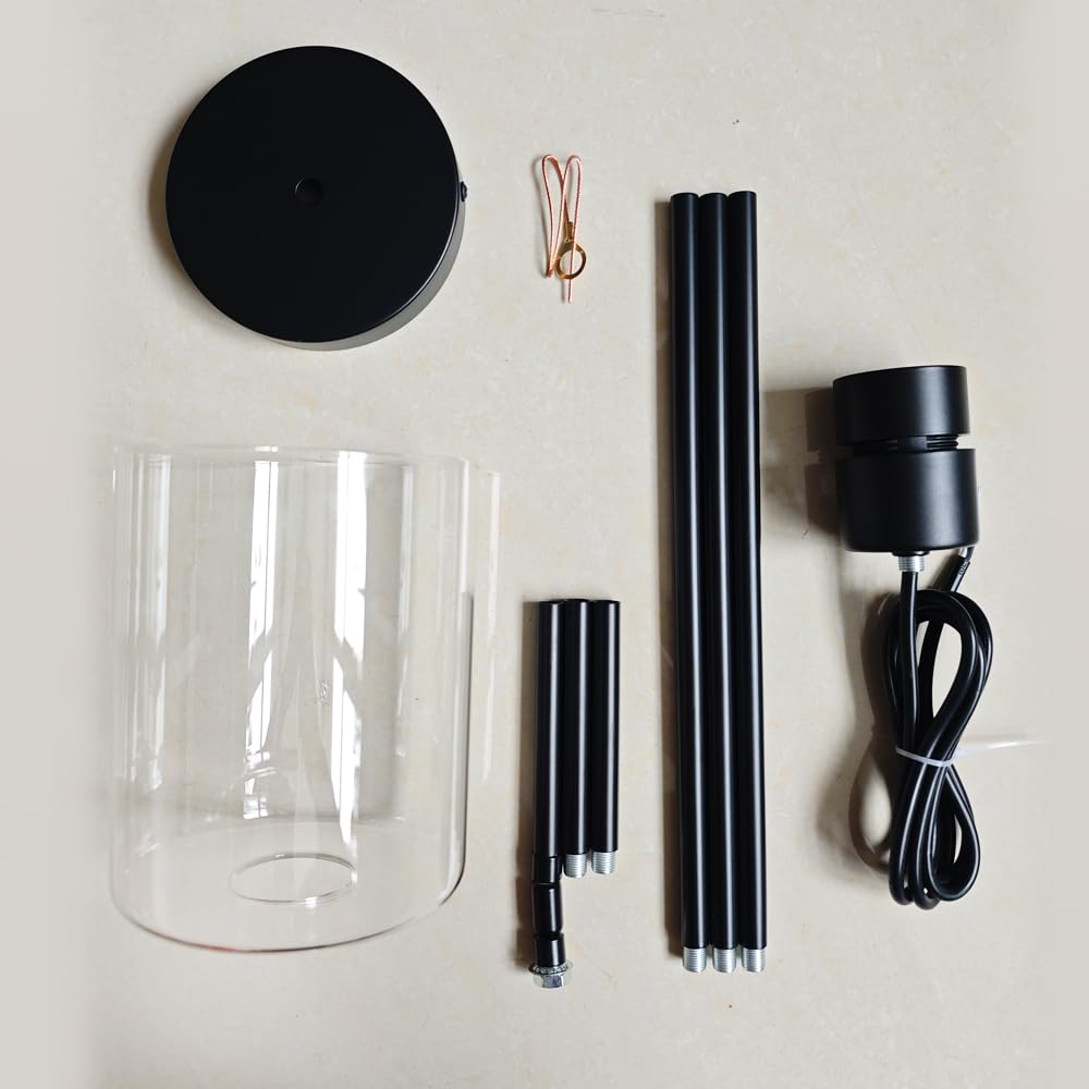 KLSS Black Pendant Lights Kitchen Island,Modern Farmhouse Glass Pendant Light,Light Fixture Kitchen Pendant Mini Hanging Light Fixture for Sink (1 Pack Black stem Rod)