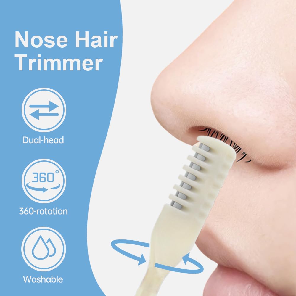 DSACL Nasal Hair Cutter, 2025 New Portable Manual Nose Hair Knife, Nasal Hair Trimmer for Men Women, 360 Rotating Nose Hair Removal Tool Travel Essential Halloween Christmas Gifts (Beige, 3 Pcs)