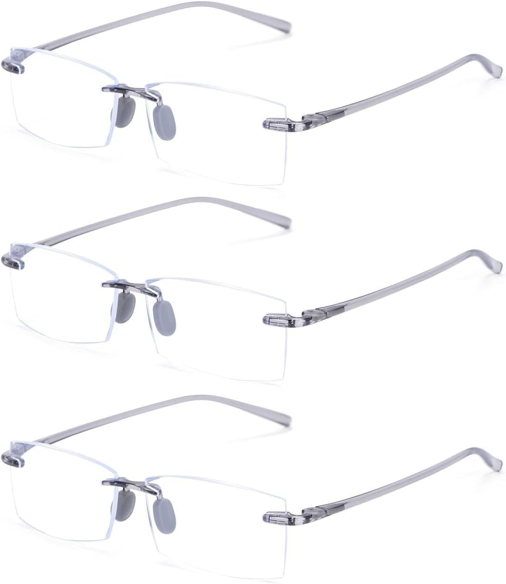 TERAISE Rimless Reading Glasses Comfortable Lightweight Frameless Reader 3 Pack Men and Women Blue Light Blocking Computer Eyeglasses(2.0X)