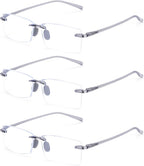 TERAISE Rimless Reading Glasses Comfortable Lightweight Frameless Reader 3 Pack Men and Women Blue Light Blocking Computer Eyeglasses(2.0X)