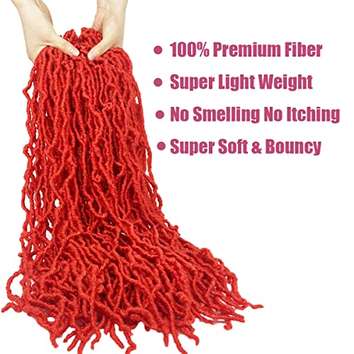 24 Inch 7 Packs Bright Red Soft Locs Crochet Hair Color New Faux Locs Pre-looped Super Lightweight Synthetic Hair Braids For Black Women(24inch, 7packs, red)