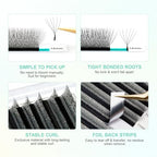 NAGARAKU 6D W Shape Eyelash Extension Supplies Natural Soft Volume 0.07mm C curl 8-12mm Mix Premade Fans Faux Mink Matte Black Cluster Easy Fanning False Lashes