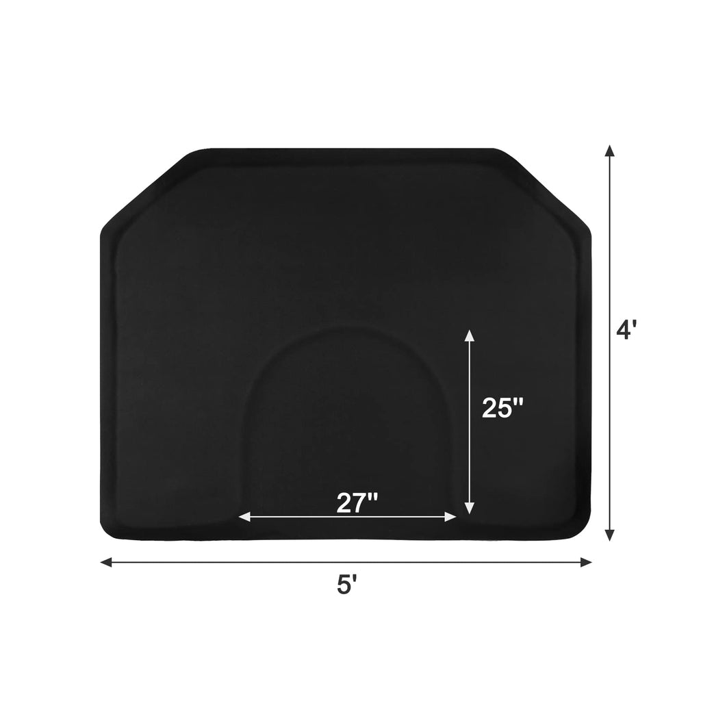 OmySalon 4'x5' - 1/2'' Thick Salon Anti Fatigue Mat for Hairstylist Standing, Barber Floor Matt with Circle Cut Out for Styling Chair, Hair Cutting Hairdressing Equipment