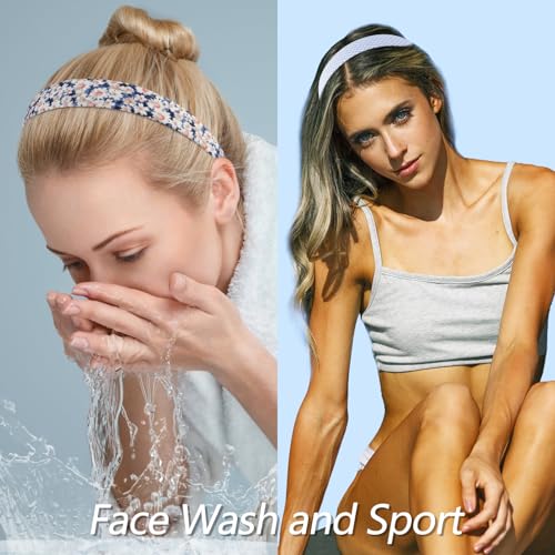 VELSCRUN 7 Pcs Different Headbands for Women Fashion Blue Solid Head Bands Pearl Headband Non Slip Hair Band for Womens Thin Thick Short Hair Face Wash Hair Accessories Gifts for Women Gilrs