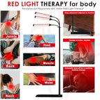 Red Light Therapy Lamp with Adjustable Stand, Timer, Height, Brightness - 660nm, 660nm+850nm, 660Nm+940nm- Effective for Body and Skin Vitality, 3-Head,Black,27W