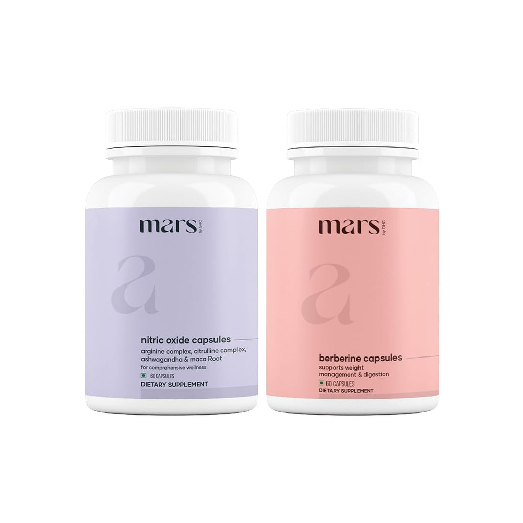 mars by GHC NitroBurn Combo: Powered by Nitric Oxide & Himalayan Berberine | Pack of 1 | 120 Capsules