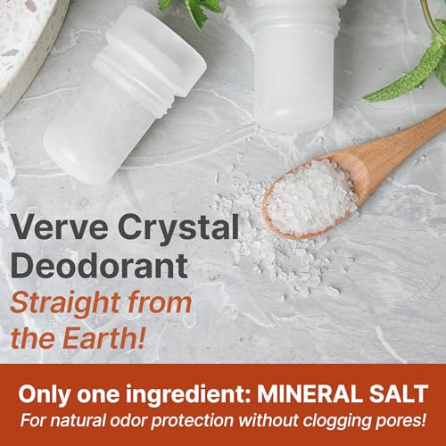 Thai Crystal Deodorant by Verve CULTURE, Alum Stone Crystal Deodorant Roll On, Crystal Mineral Deodorant Stick, All Natural Deodorant for Women and Men, Set of 2