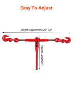 VEVOR Chain and Binder Kit 3/8 in-1/2 in, Ratchet Load Binders 8267 lbs Working Strength, Ratchet Binders and Chains, 3/8 in x 10 ft G80 Chains with G70 Hooks, for Truck, Tie Down, Hauling, Towing