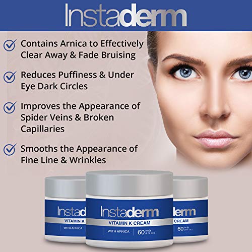 Vitamin K Cream- Bruise Healing Formula with Arnica. Dark Spot Moisturizer for Bruising, Spider Veins & Broken Capillaries. Repair Under Eye Dark Circles, Fine Lines, Puffiness, Wrinkles Face & Body.