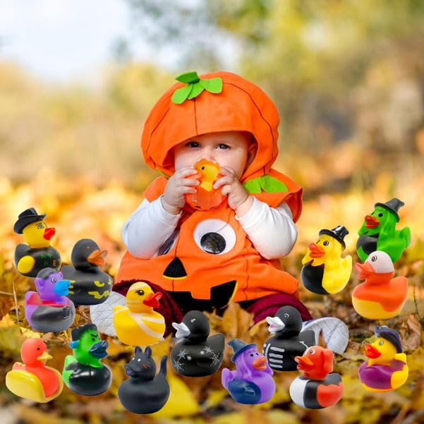 36 Pcs Halloween Rubber Ducks,Baby Showers Accessories Duckies Bath Toys for Kids Halloween Party Favors,Gift Exchange (Halloween)